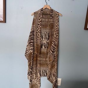 SAX animal print shawl vest